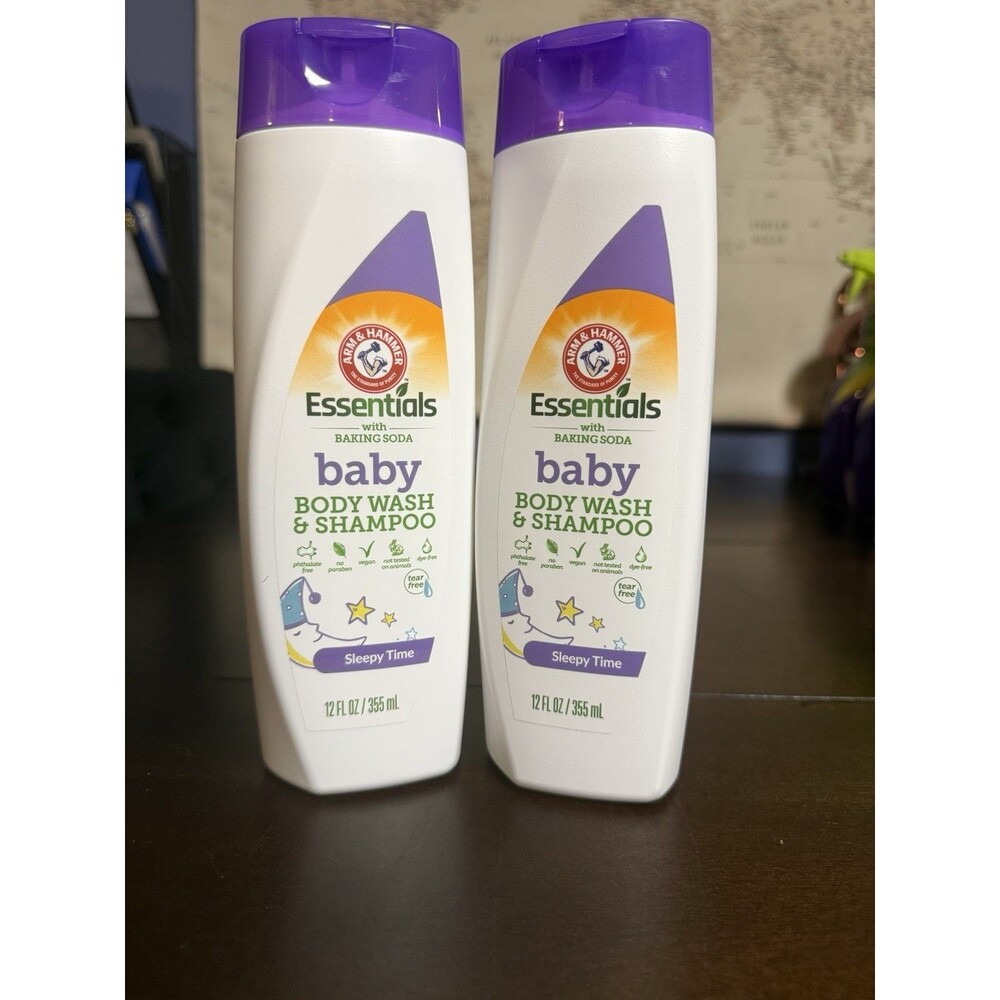 2 PK ARM & HAMMER ESSENTIALS BABY BODY WASH & SHAMPOO GENTLE BAKING SODA 10 OZ.